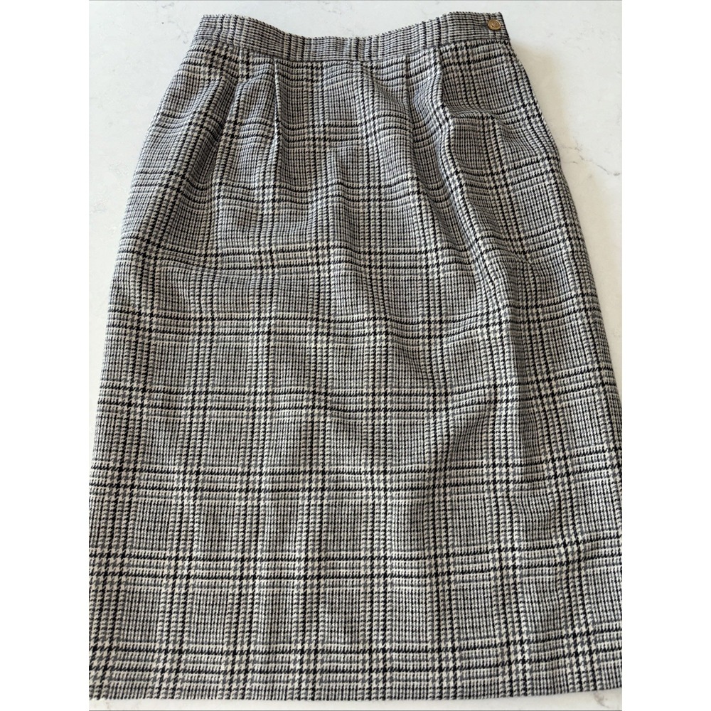 Vtg Haberdashery Personal 10 Petites‎ Midi Skirt Gray Old Money Tweed Womens 10P